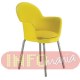 Cadeira Gogo 4 p�s com estofado cromada amarela